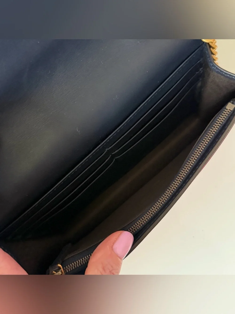 Gucci Animalier Tiger Stud Chain Wallet WOC Blue Red White Leather Crossbody Bag - Picture 10 of 12